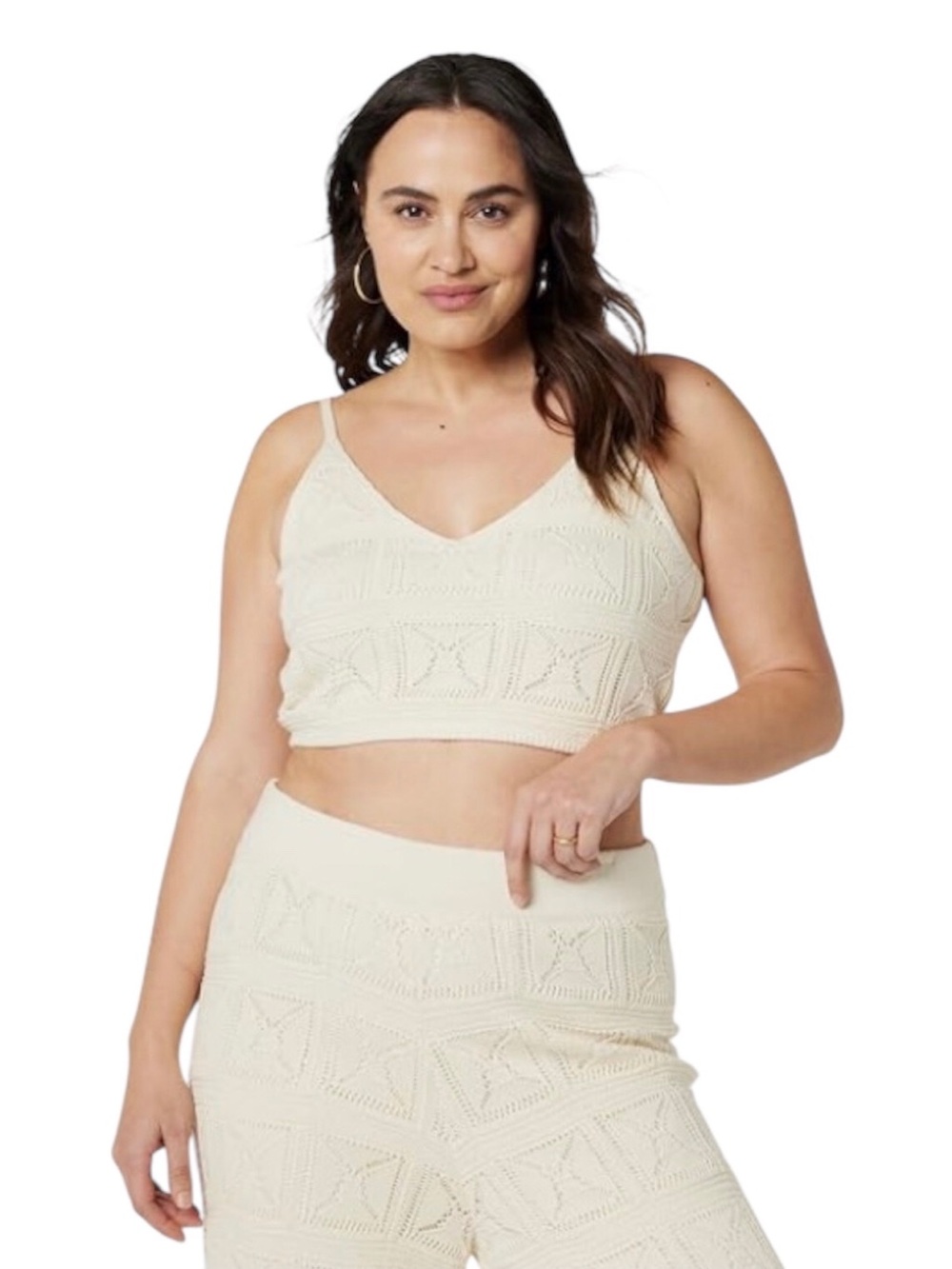 Cream Crochet Knit Bralette Crop Top, Women’s XL, NWT